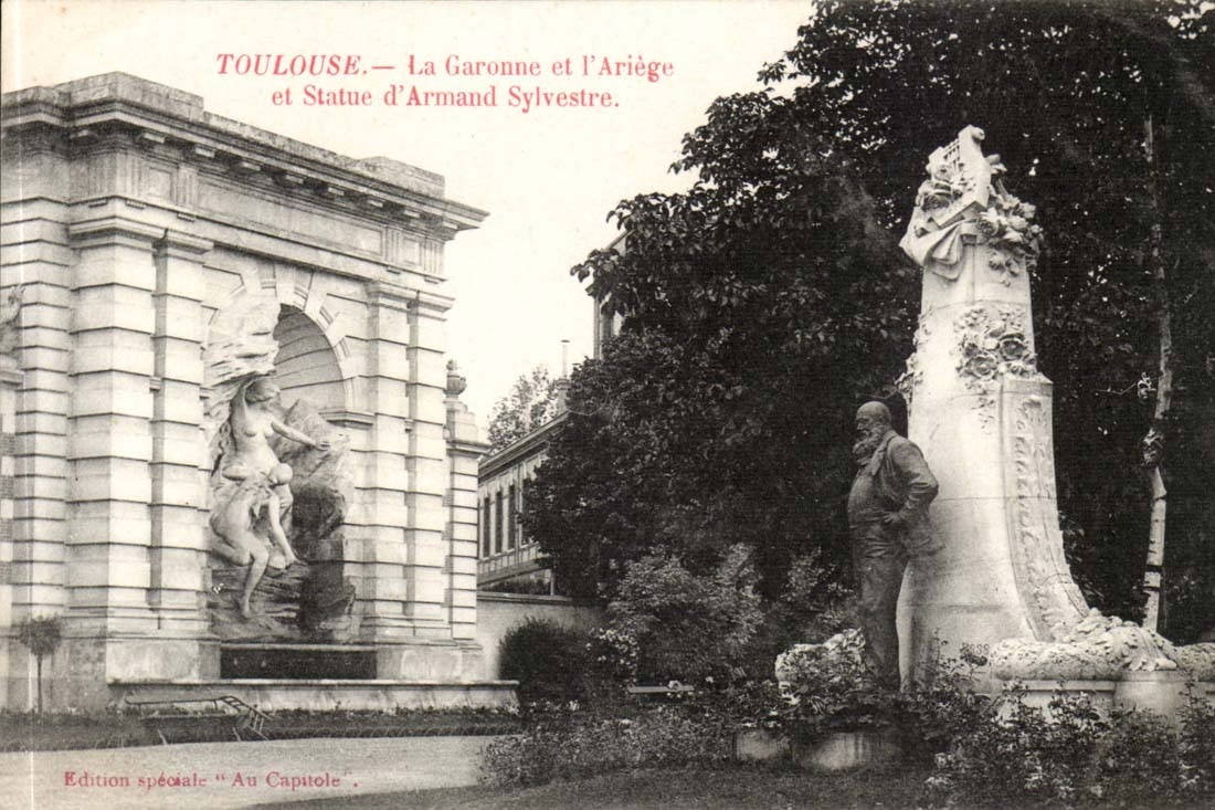 Toulouse CPA La Garonne et l'Ariege et statue d'aRmand Sylvestre