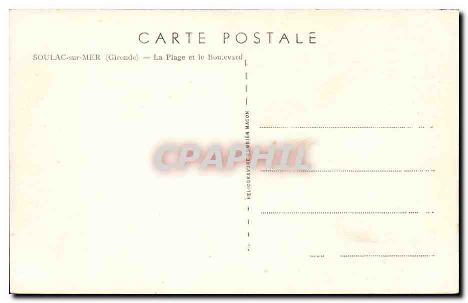 Soulac sur Mer CPA La plage et le boulevard — Rückseite