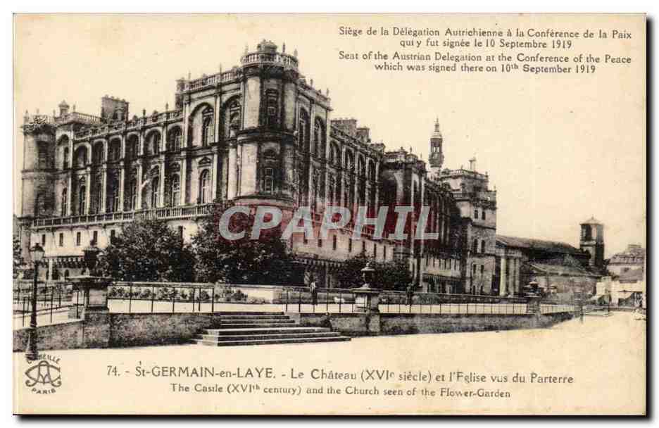 St-GERMAIN-en-LAYE - Le Château (XVIe siècle) et l'Église vus du Parterre — Imp. phot. "M. Bétille" Paris