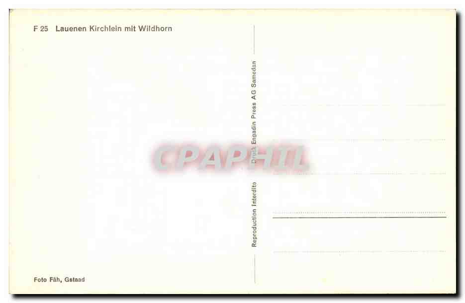 Suisse CPM Lauenen Kirchlein mit Wildhorn — Rückseite