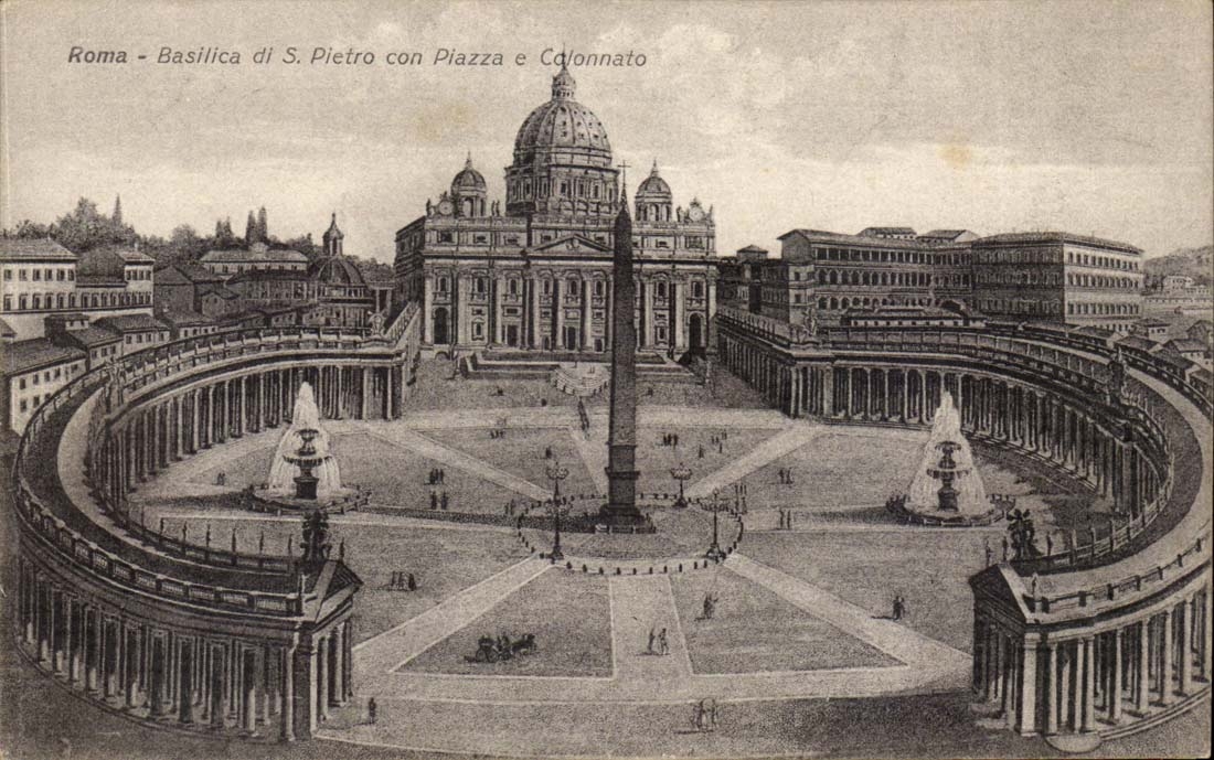 Italie Italia Roma CPA Basilica di S Pietro con Piazza e Colonnato