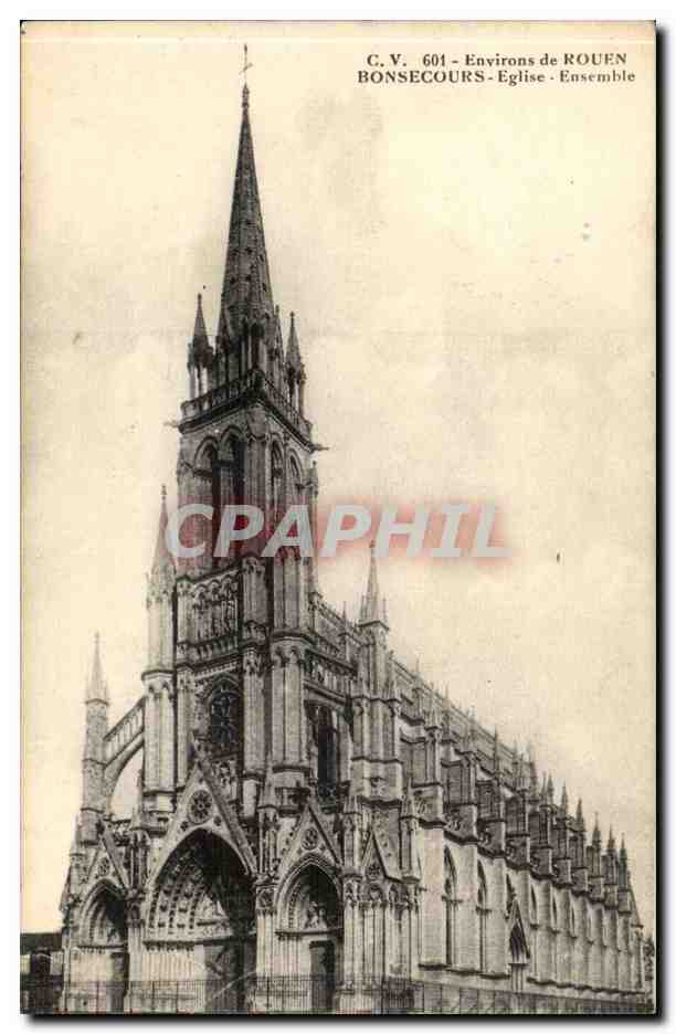 Environs de Rouen CPA Bonsecours Eglise Ensemble