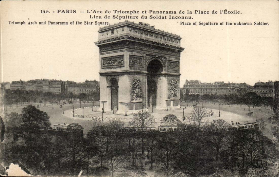Paris CPA Arc de triomphe et panorama de la place de l'etoile