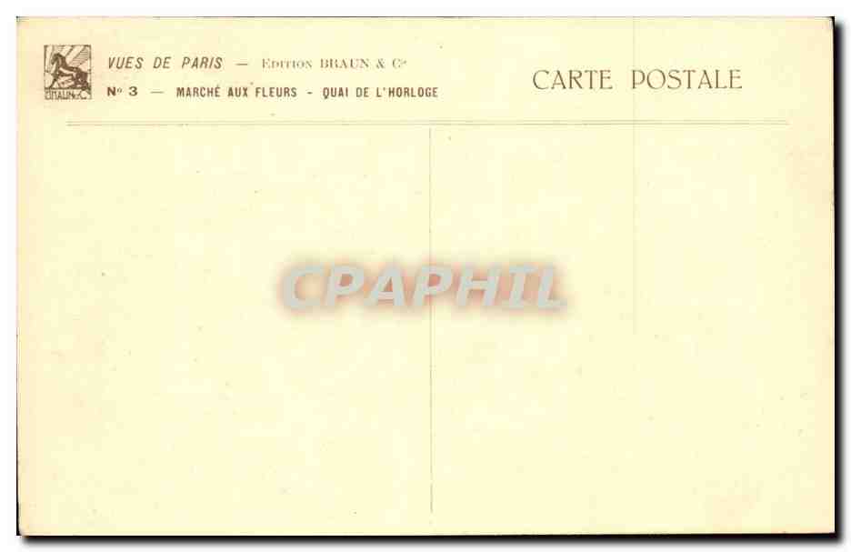 Paris CPA MArche aux fleurs Quai de l'horloge — Verso