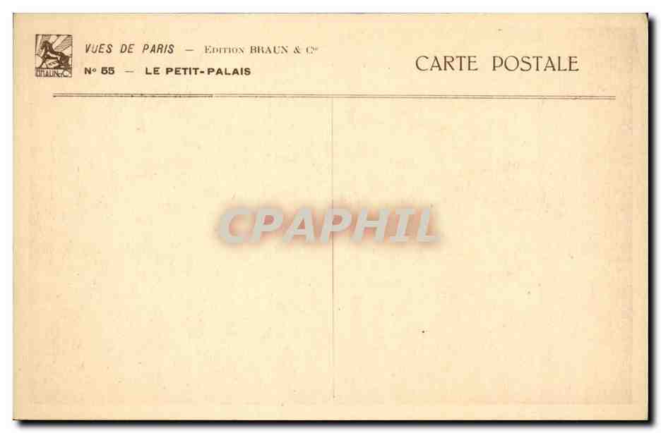 Paris CPA Petit Palais — Verso