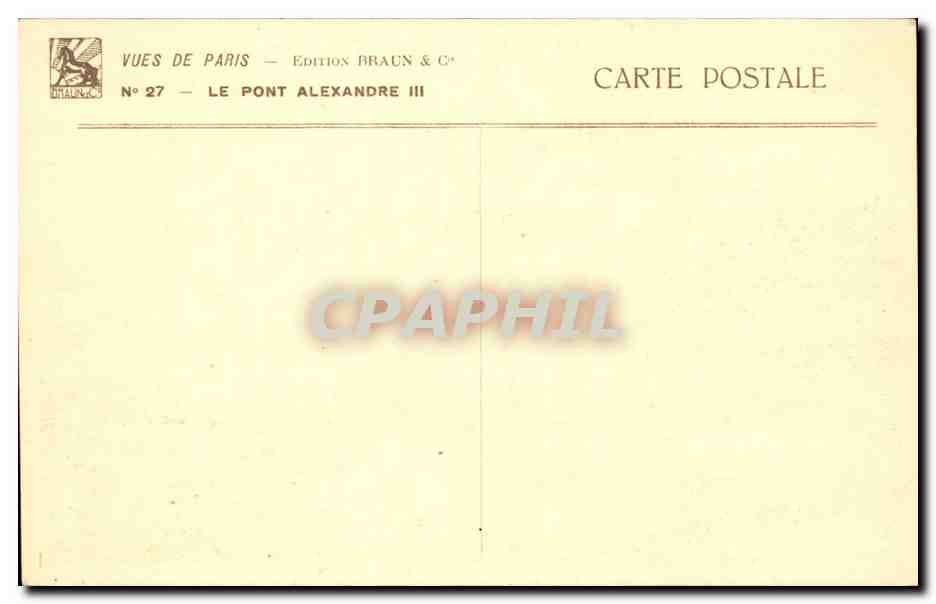 Paris CPA Le pont Alexandre III — Rückseite