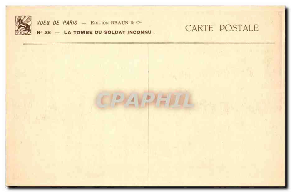 Paris CPA La tombe du soldat inconnu — Verso