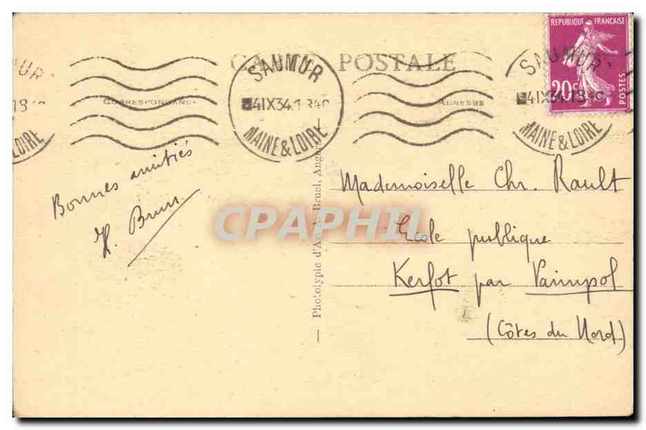Saumur CPA Le chateau fort (monument historique) — Rückseite