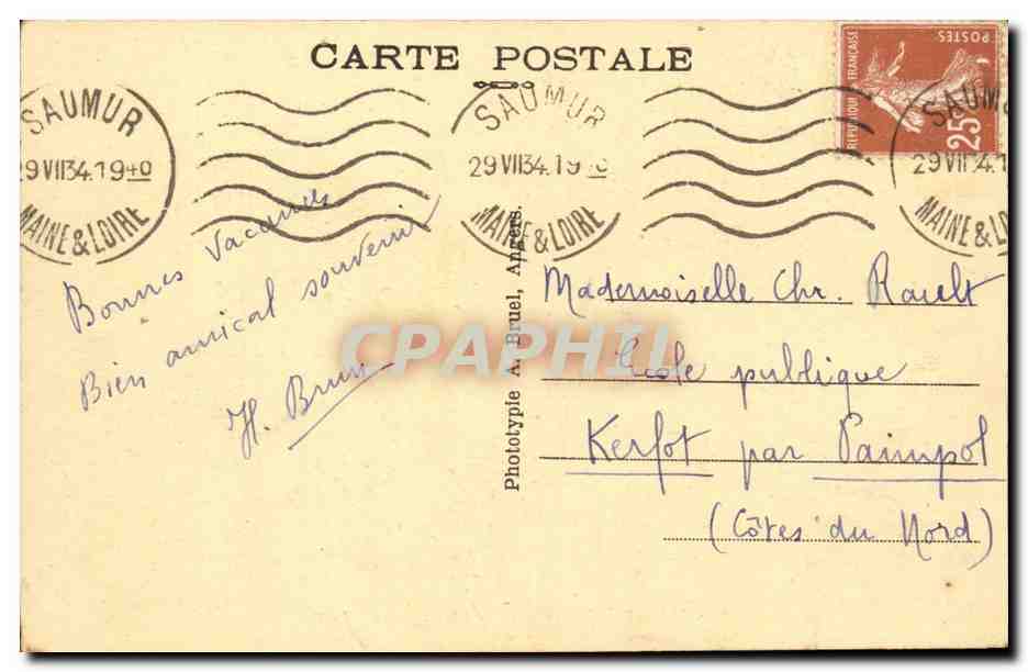 Saumur CPA L'hotel de ville — Rückseite