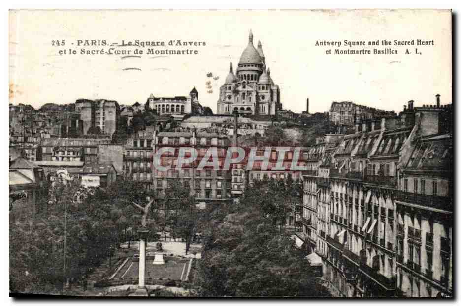 Paris CPA Le square d'Anvers et le SAcre Coeur de Montmartre