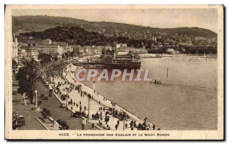 Nice CPA La promenade des anglais et le Mont Boron