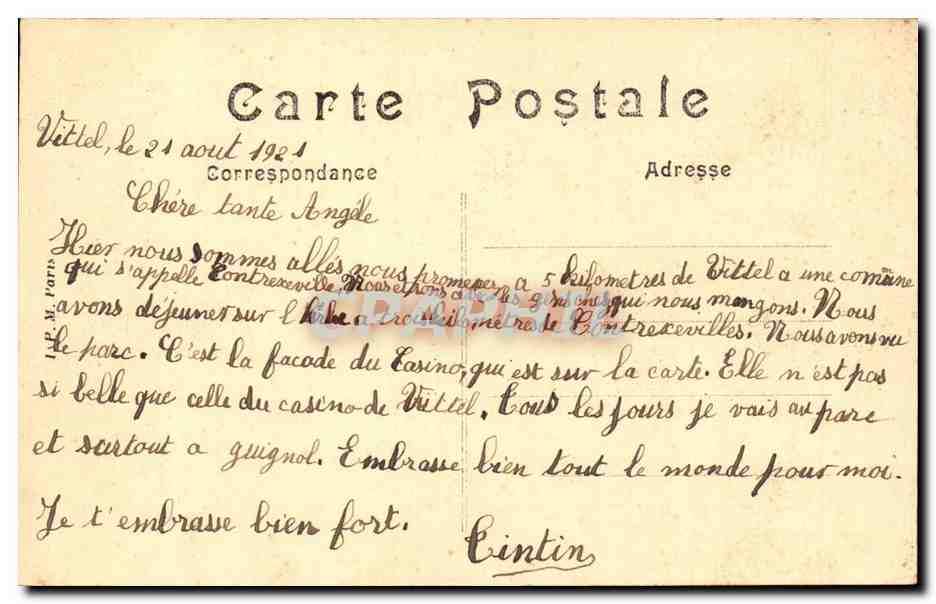 Contrexeville CPA FAcade du casino — Rückseite