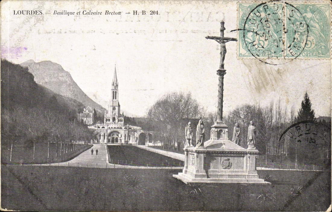 Lourdes CPA Basilique e calvaire Breton