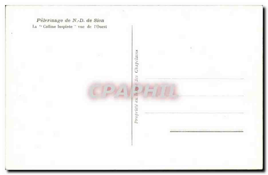 CPM Pelerinage de Notre DAme de Sion La colline inspiree vue de l'ouest — Verso