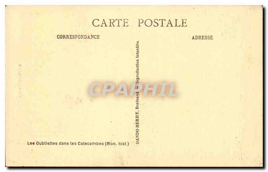 Saint EMilion CPA Les oubliettes dans les catacombes — Rückseite