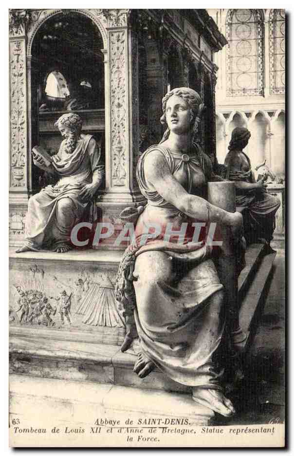 Abbaye de Saint-Denis — Grabmal von Ludwig XII. und Anne von Bretagne, Statue, die die Stärke darstellt — Verleger: M. Phot. Netrosin et Cie, Paris