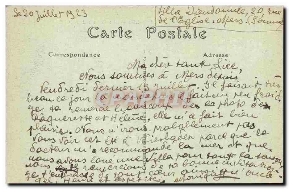 Mers-les-Bains — La Plage et la Falaise — The Shore and the Cliff. — N° 460 — Éditeur : J. P. D. Her — Back