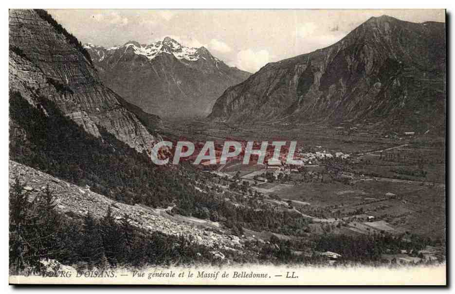 Bourg-d'Oisans — Vue générale et le Massif de Belledonne — LL.