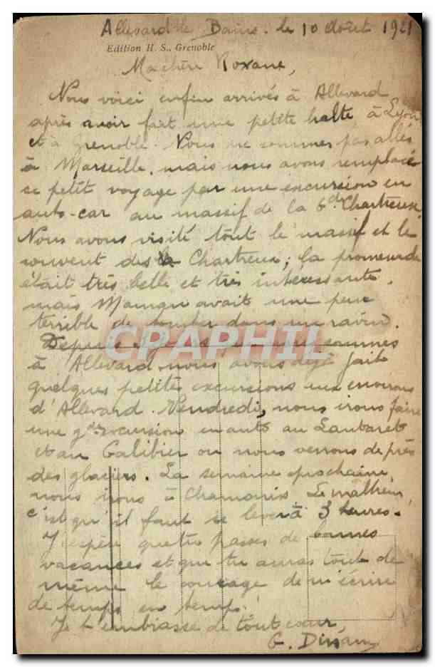 Allevard-les-Bains — Vue générale et le Glacier du Gleyzin — Édition H. S., Grenoble, n° 456 — Rückseite