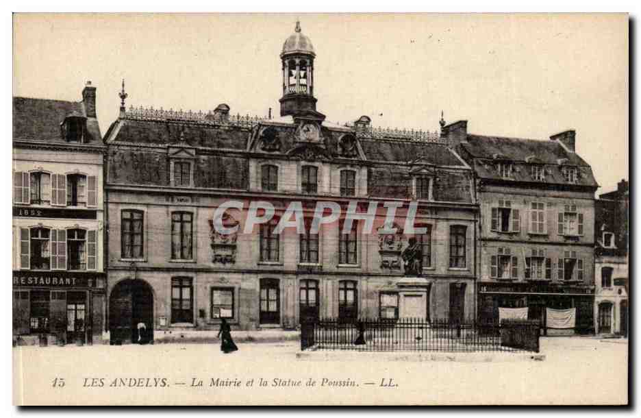 Les Andelys — La Mairie et la Statue de Poussin — LL. n°15