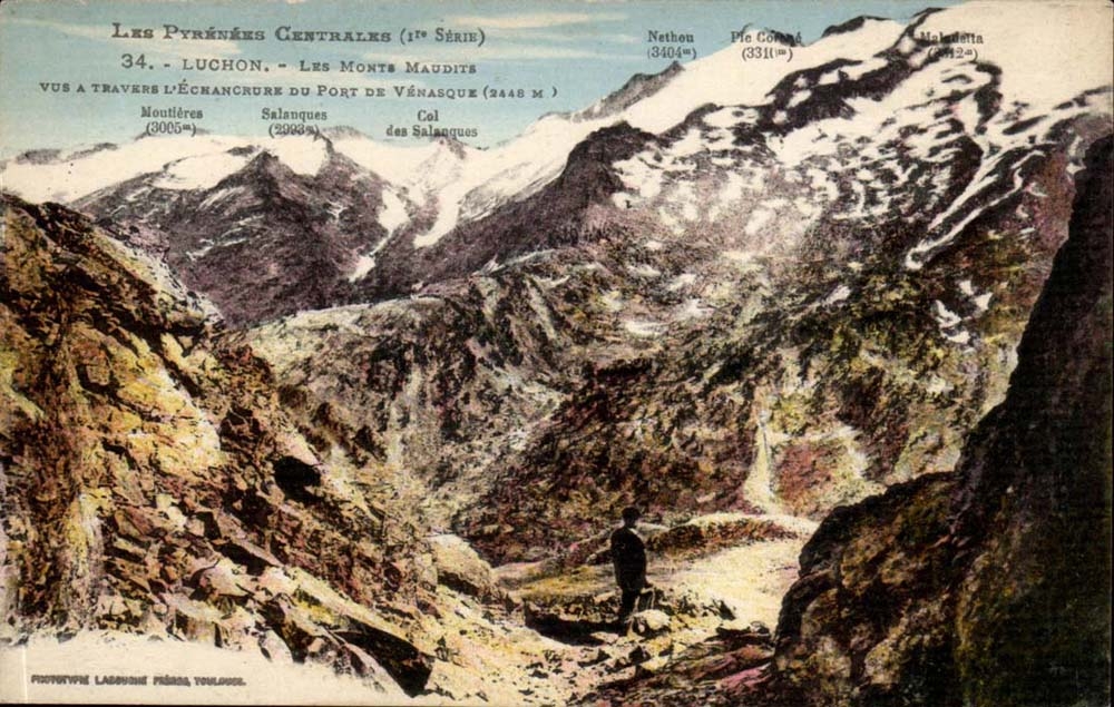 Les Pyrénées Centrales (1ère Série) — Vue à travers l'Échancre du Port de Vénasque — Phototypie Labouché, Toulouse