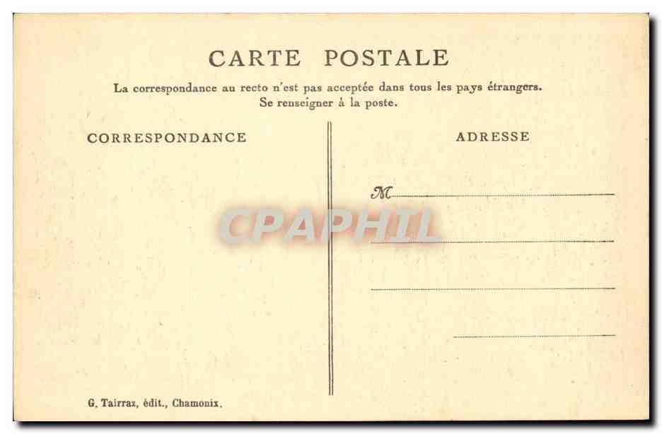 Chamonix Mont Blanc CPA  — Verso