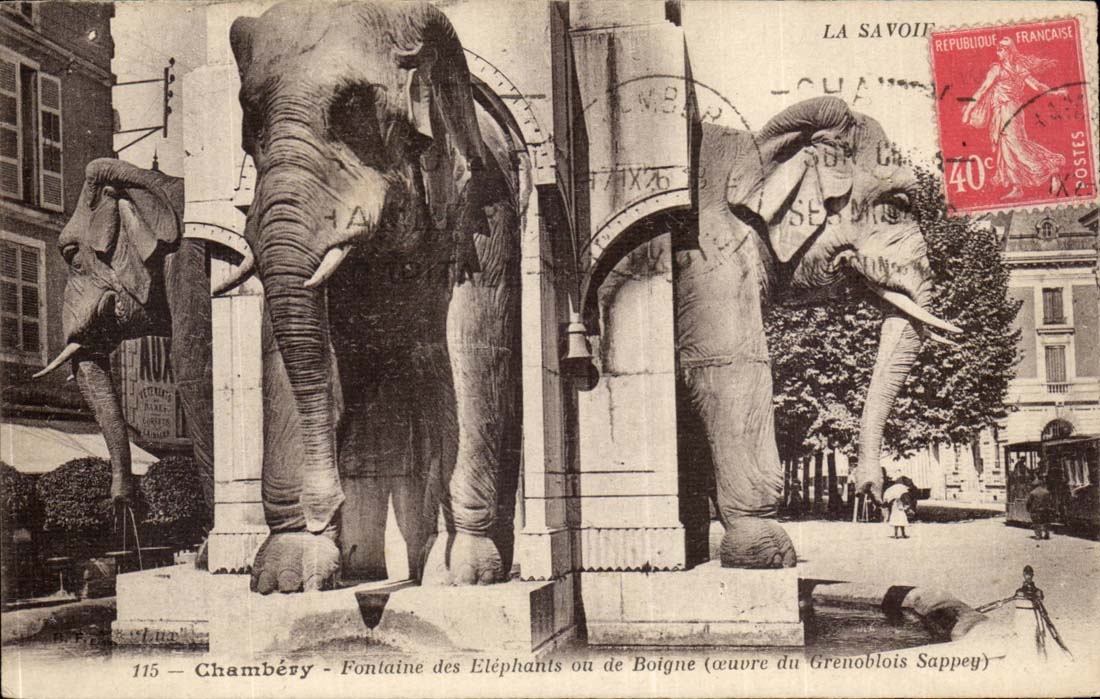 Chambery CPA Fontaine des elephants ou de Boigne (oeuvre du Grenoblois Sappey)