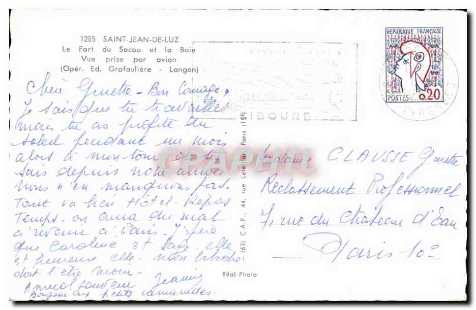 Saint-Jean-de-Luz — Le Fort du Soccoa et la Baie — Opér. Ed. Grafolière - Langon — Verso