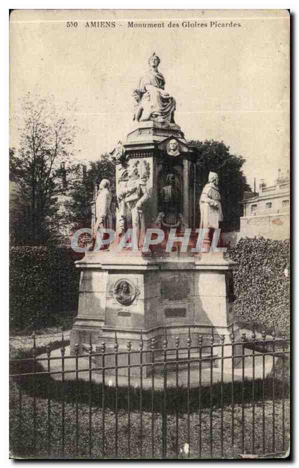 Amiens CPA Monument des Gloires picardes