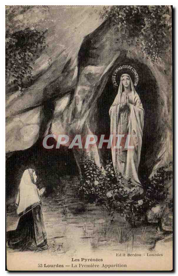 Lourdes CPA La premiere apparition