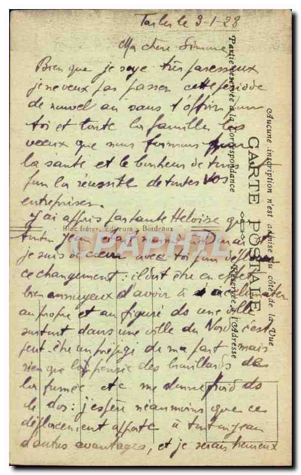 Bagneres de Bigorre CPA La tour des Jacobins — Verso