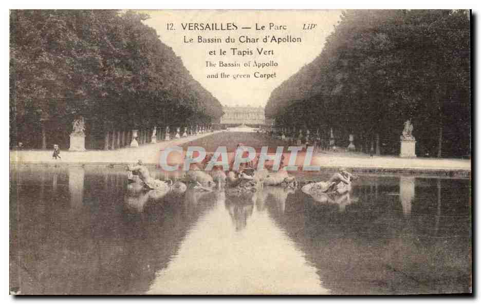 Versailles CPA Le parc Le bassin du char d'Apollon et le tapis vert