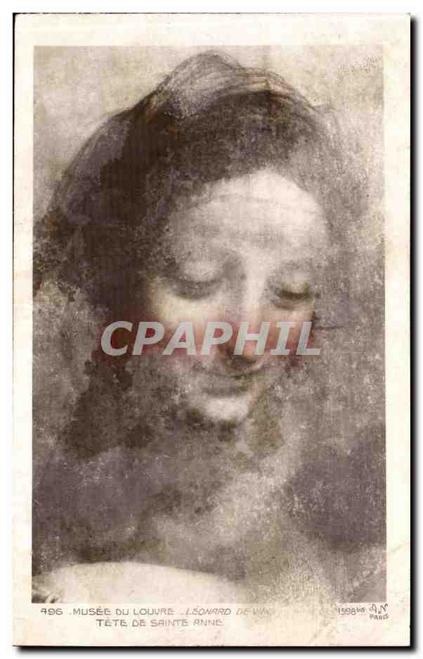 Tête de Sainte Anne — Musée du Louvre — Léonard de Vinci — n° 496 — éditeur A.N. Paris
