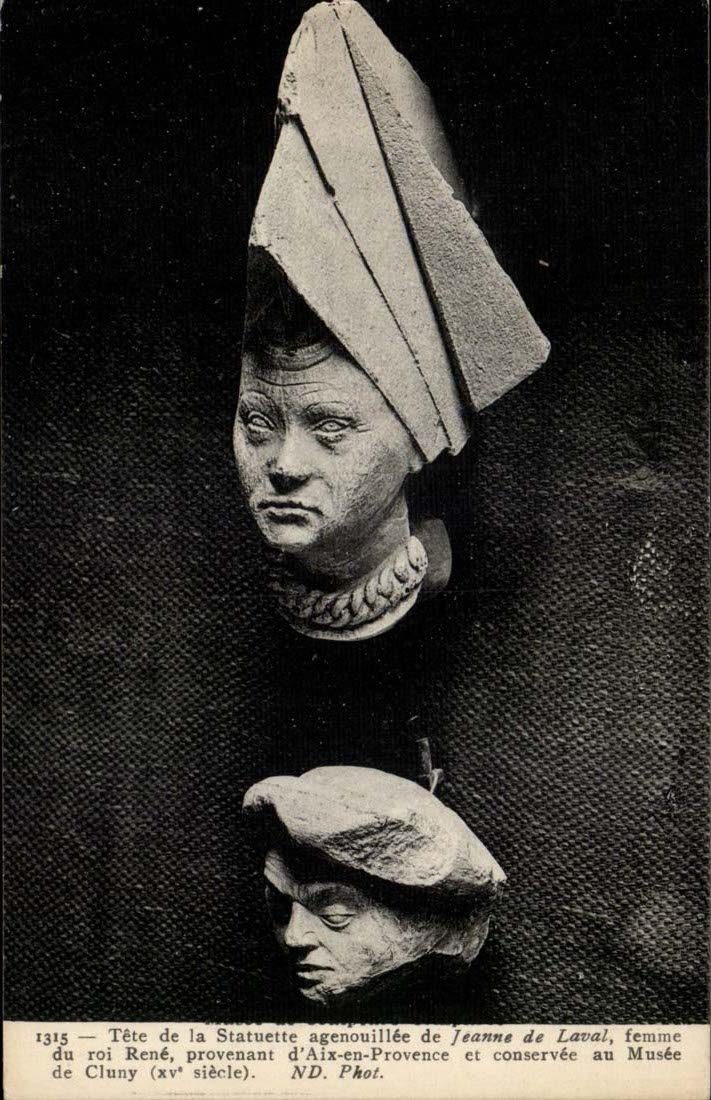 CPA Tete de statuette agenouillee de Jeanne de Laval femme du roi Rene provenant d'Aix en PRovence et conservee au Cluny