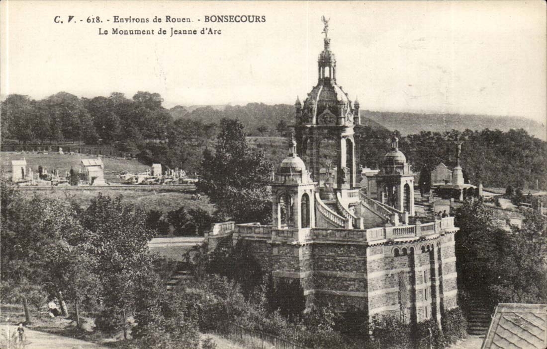 Environs de Rouen CPA BonSecours Le monument de Jeanne d'arc