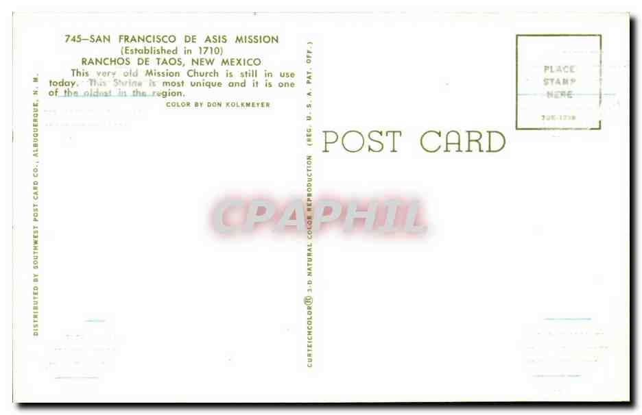 Etats Unis CPM New Mexico SAns Francisco de Asis Mission Ranchos de Taos — Back
