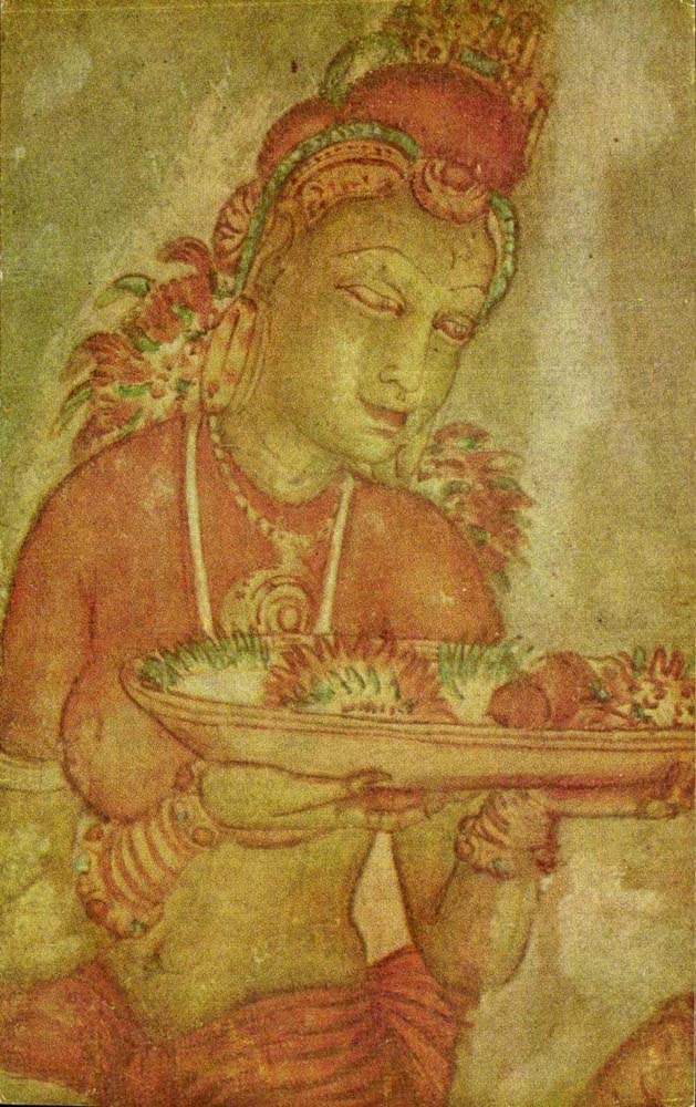 Inde India CEylan CPA 1500 year old fresco Sigiriya Sri lanka