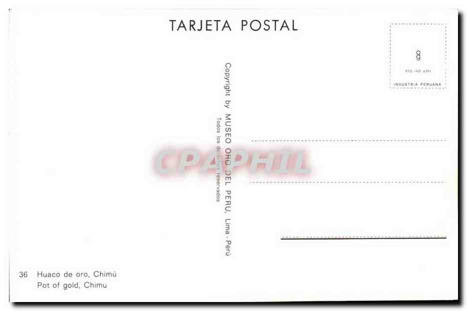 Perou CPM Huaco de oror Chimu pot of gold  — Rückseite