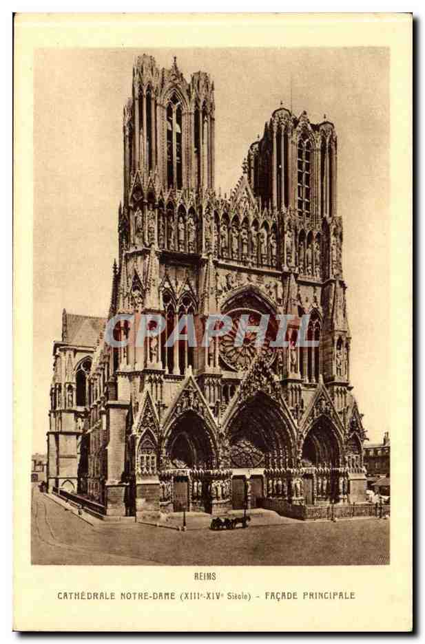 Reims — Cathédrale Notre-Dame (XIII-XIVe siècle) — Façade principale — Braun & Cie, Paris