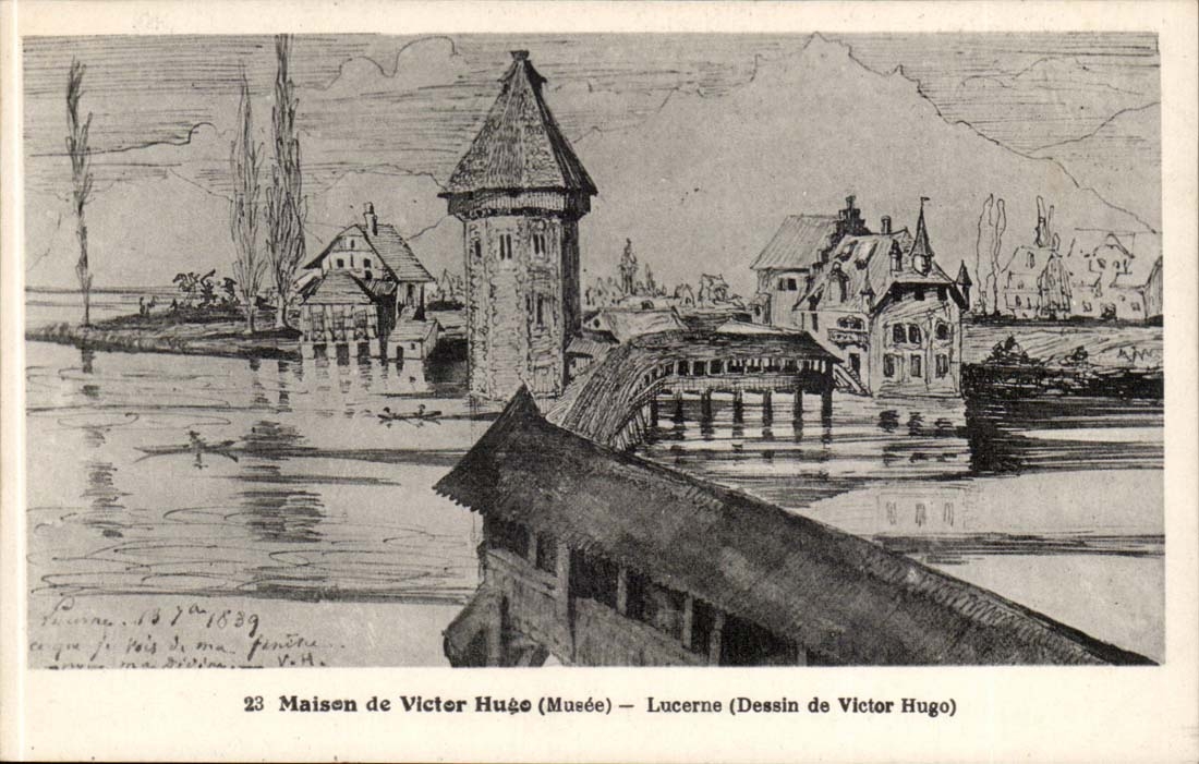 CPA Maison de Victor Hugo Place des Vosges Lucerne (dessin de Hugo suisse)