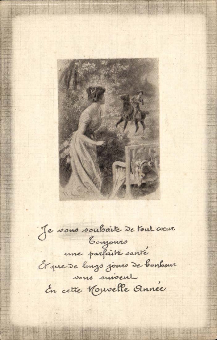 CPA FAntaisie Je vous souhaite de tout coeur Femme cavalier