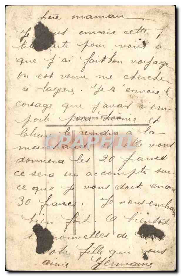 CPA FAntaisie Fleurs et fer a cheval — Rückseite