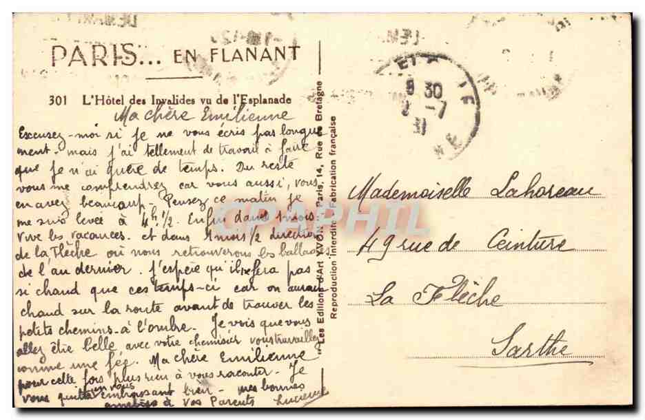 CPA Paris L'hotel des Invalides vu de l'esplanade — Rückseite
