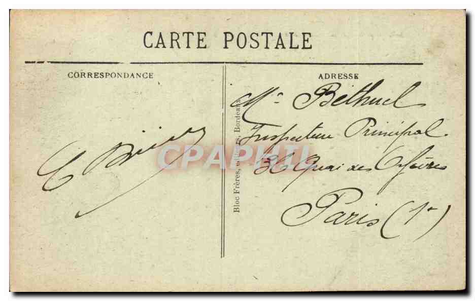 CPA Bordeaux Monument Gambetta — Verso