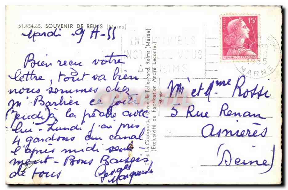 CPSM Reims  — Verso