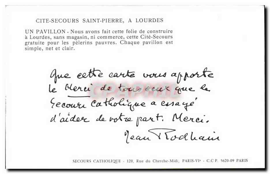 Lourdes CPM Cite SEcours Saint Pierre Secours CAtholique — Verso