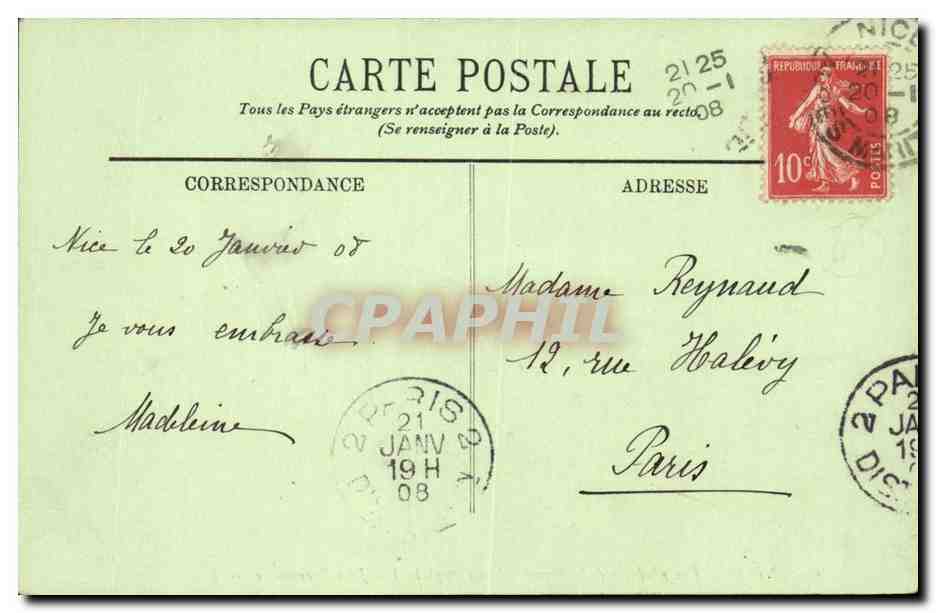 Nice CPA Vue generale de la promenade des Anglais et la jetee promenade — Rückseite