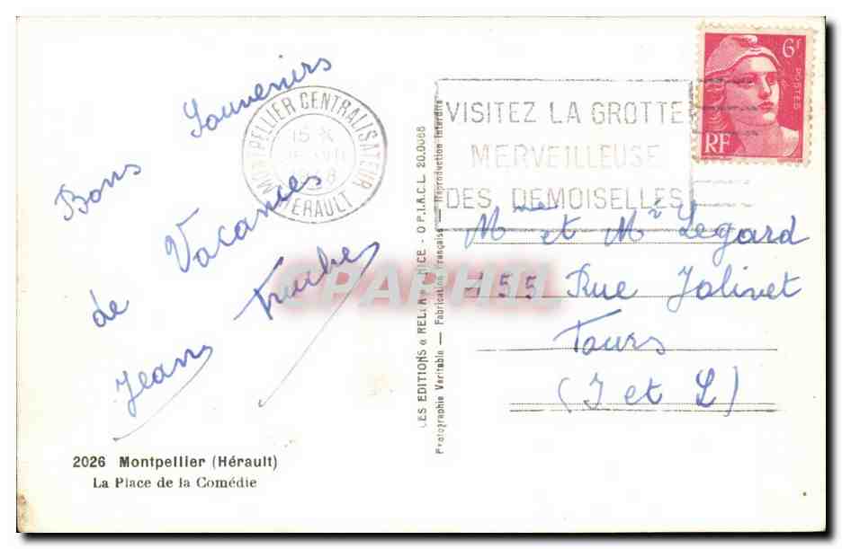 Montpellier CPA La place de la Comedie — Rückseite