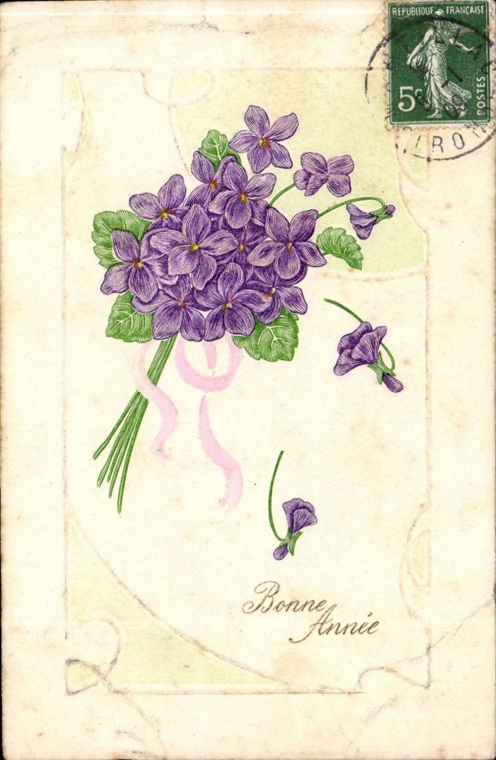CPA FAntaisie Fleurs Bonne annee