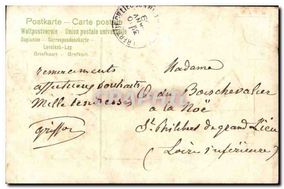 CPA FAntaisie Fleurs Bonne annee — Rückseite